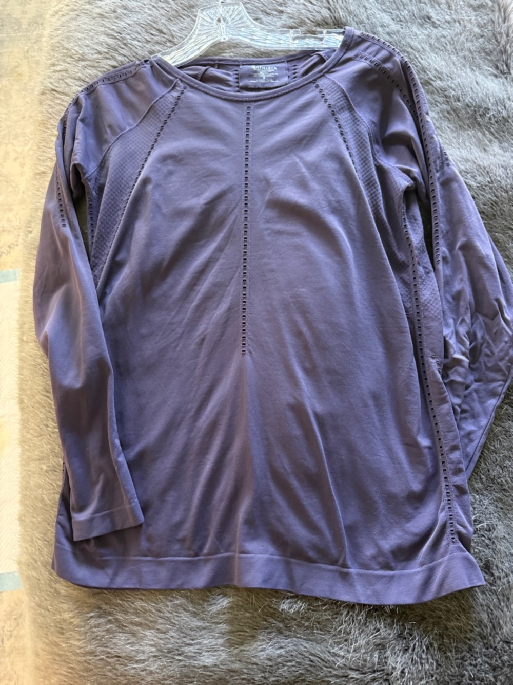 Athleta Purple Perforated Long Sleeve Top, small